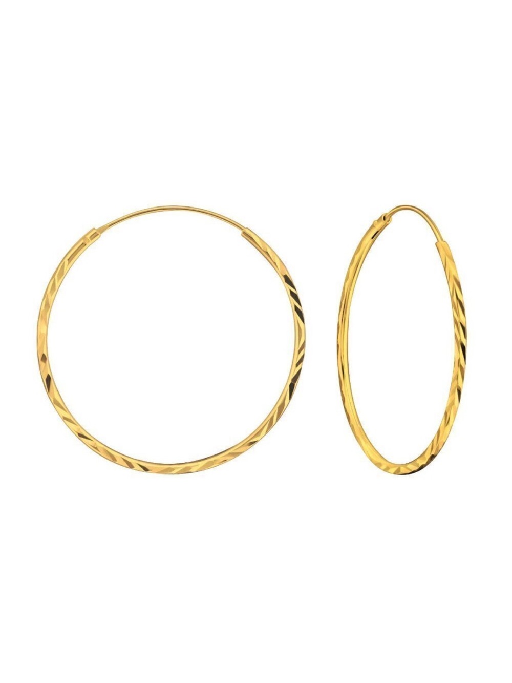 14k Gold Vermeil Earrings Diamond Cut 30mm Hoops